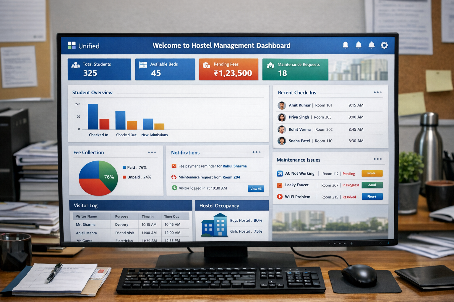 Unified Hostel Management Dashboard
