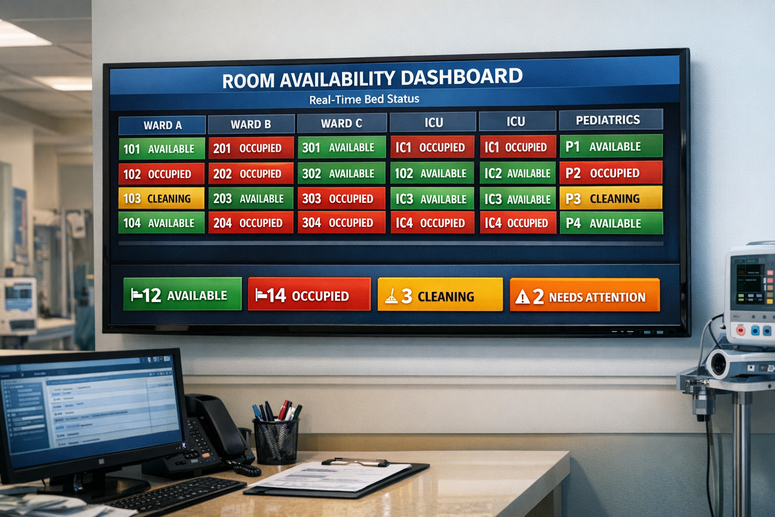 Visual Room Grid - Real-Time Bed Availability Dashboard